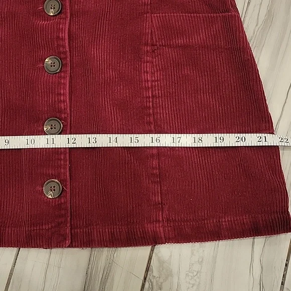 Button-Front Corduroy Mini Skirt in Wine - Picture 6 of 7